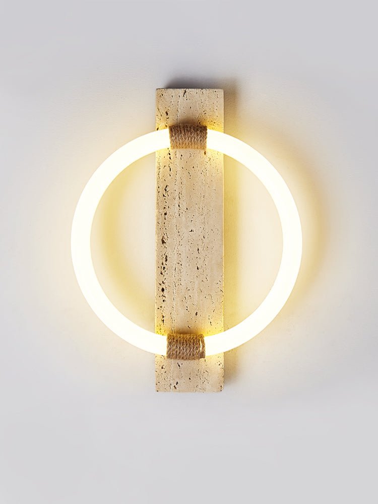Stonek Travertine Wall Sconce with Integrated LED Ring