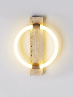 Stonek Travertine Wall Sconce with Integrated LED Ring