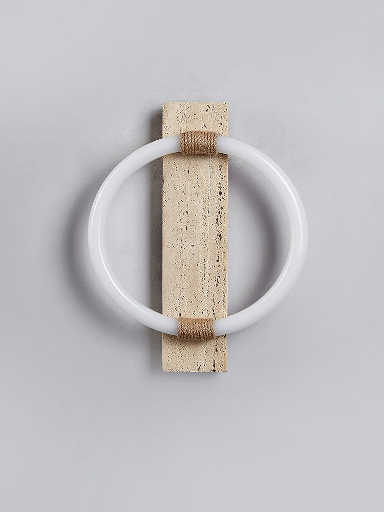 Stonek Travertine Wall Sconce with Integrated LED Ring