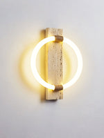 Stonek Travertine Wall Sconce with Integrated LED Ring