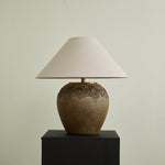 Stoneveil Ceramic Table Lamp with Linen Shade for Bedroom and Living Room
