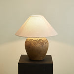 Stoneveil Ceramic Table Lamp with Linen Shade for Bedroom and Living Room