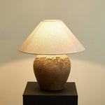 Stoneveil Ceramic Table Lamp with Linen Shade for Bedroom and Living Room