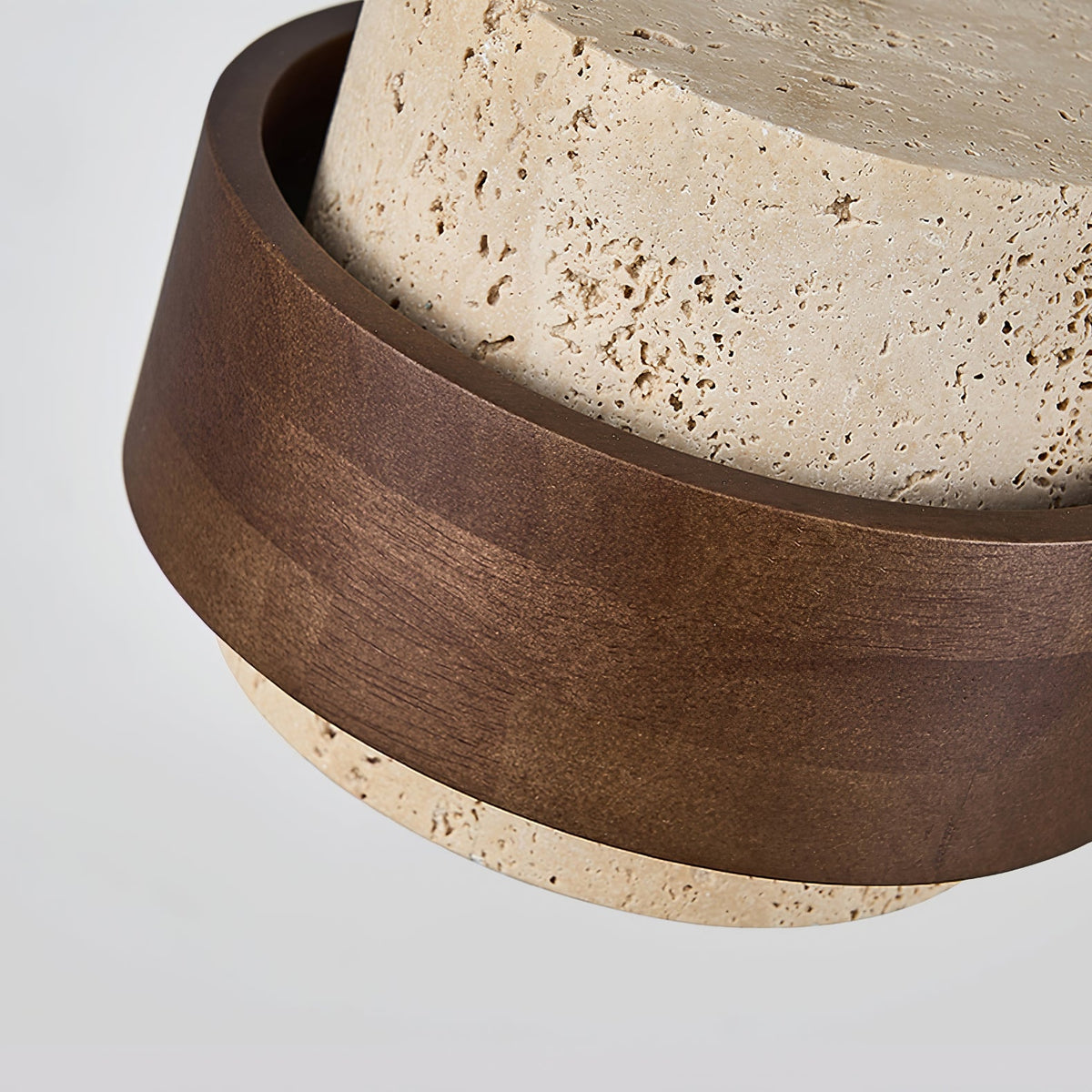 Stonova Pendant Light in Travertine and Walnut — Plug-In Swag Lamp