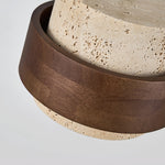 Stonova Pendant Light in Travertine and Walnut — Plug-In Swag Lamp