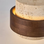 Stonova Pendant Light in Travertine and Walnut — Plug-In Swag Lamp
