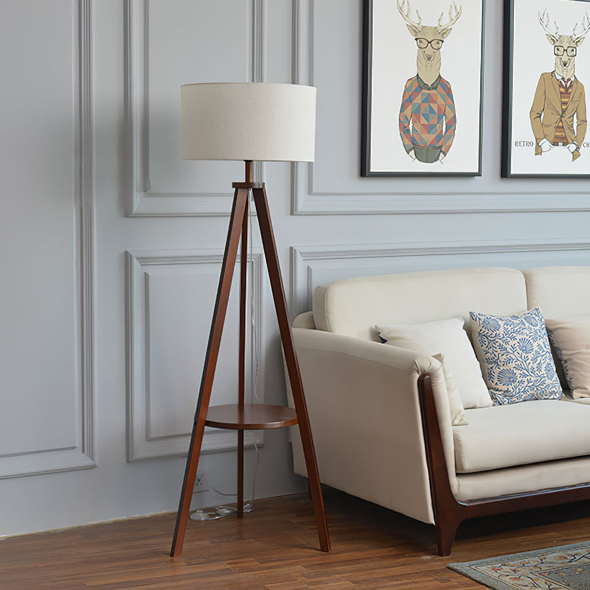 Storage Table Floor Lamp