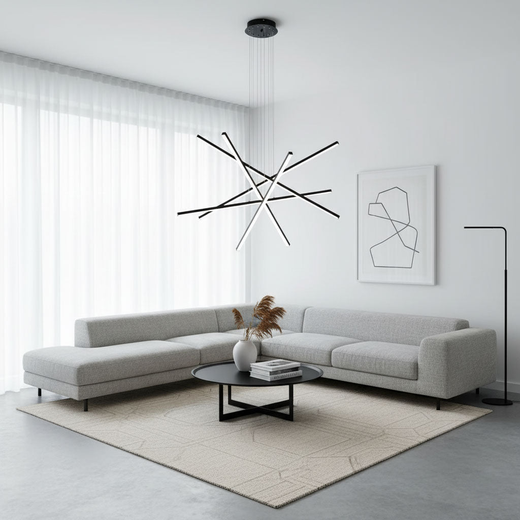 Strata Linear LED Chandelier, Modern Architectural Pendant Light for Dining Room