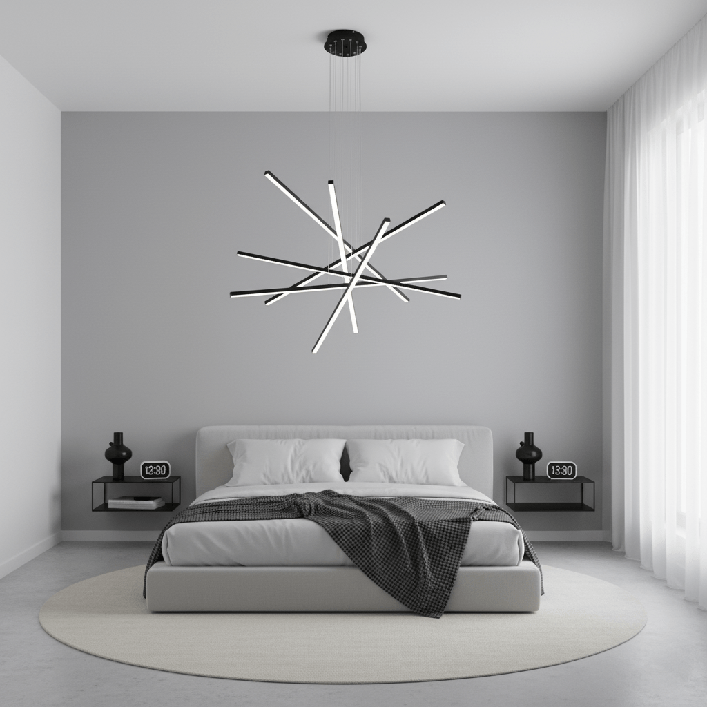Strata Linear LED Chandelier, Modern Architectural Pendant Light for Dining Room