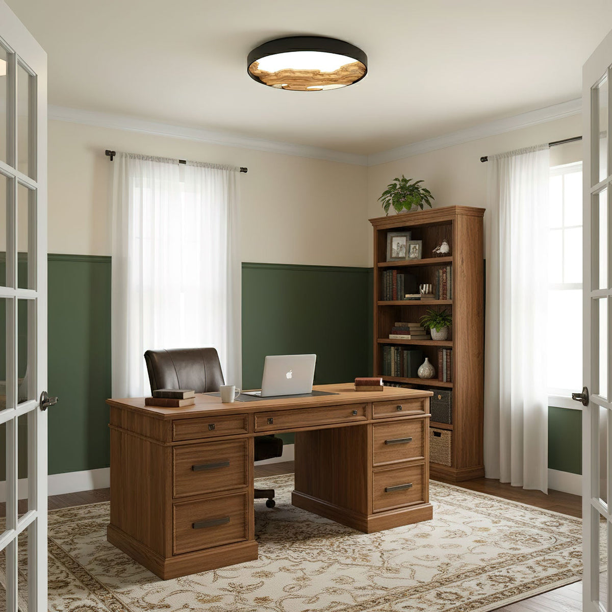 Strata Topographic Wood LED Ceiling Light, Modern Flush Mount