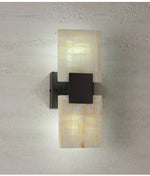 Strata Shift Alabaster Wall Sconce in Black Metal