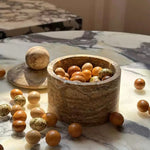 Strata Sphere Natural Marble Storage Box with Sculptural Lid