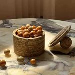 Strata Sphere Natural Marble Storage Box with Sculptural Lid