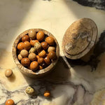 Strata Sphere Natural Marble Storage Box with Sculptural Lid