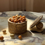 Strata Sphere Natural Marble Storage Box with Sculptural Lid