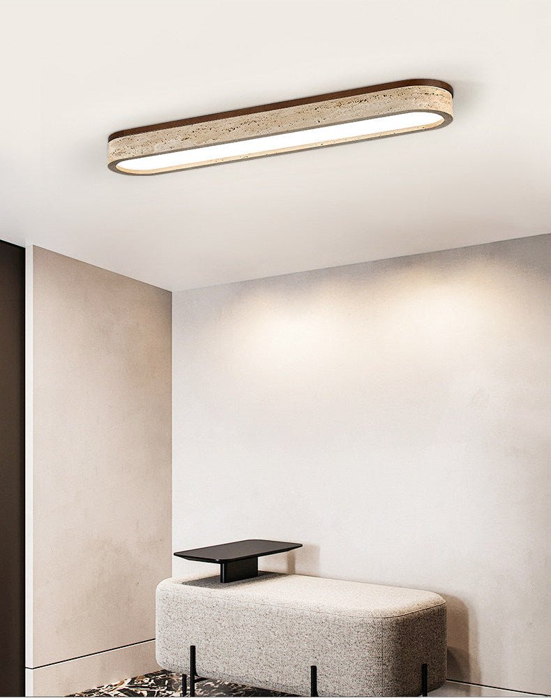 Strata Vein Linear Ceiling Light in Yellow Travertine
