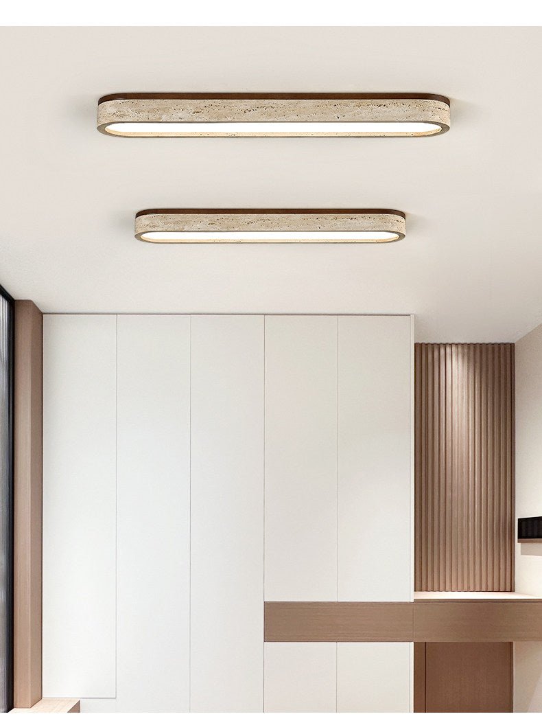 Strata Vein Linear Ceiling Light in Yellow Travertine