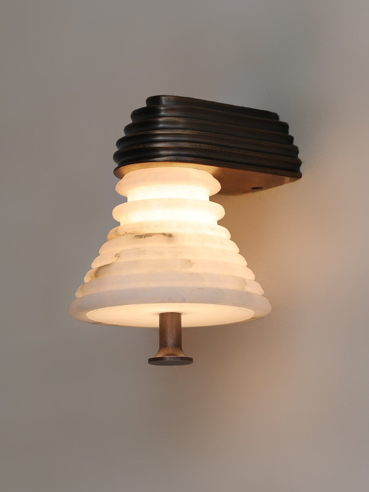 Strata Alabaster Wall Sconce with Bronze Accents