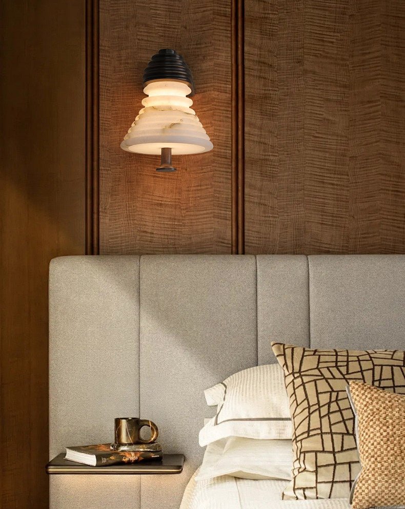 Strata Alabaster Wall Sconce with Bronze Accents