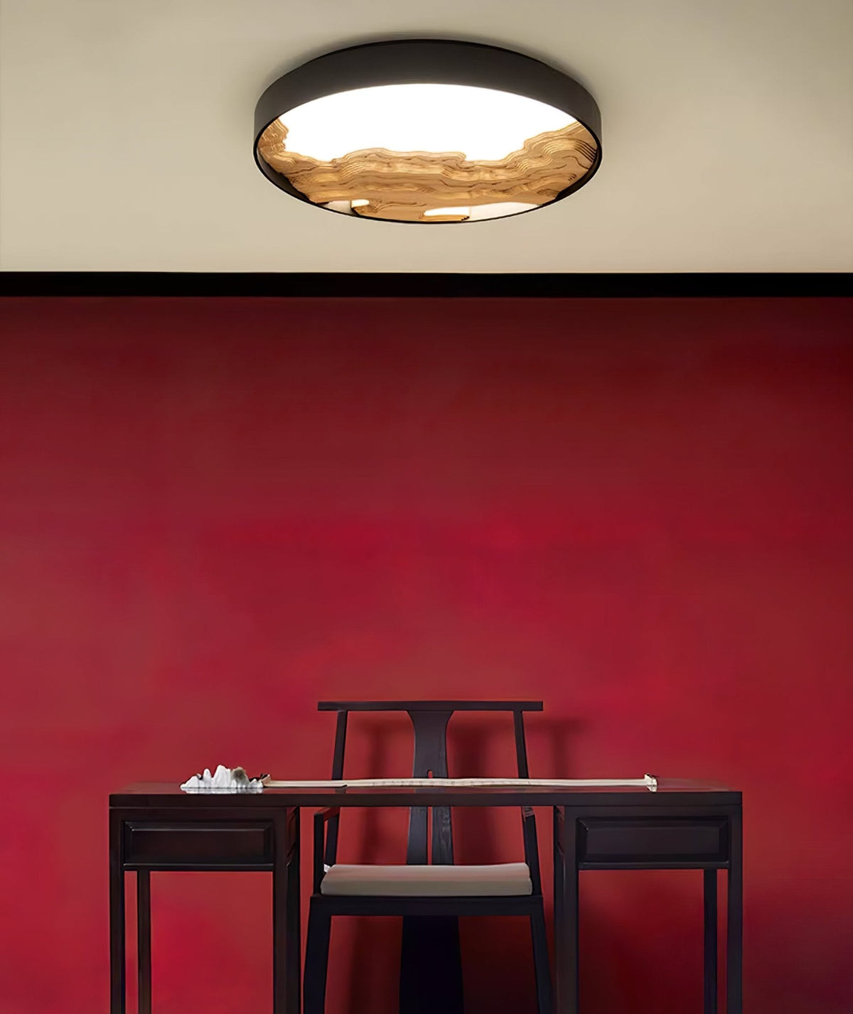 Strata Topographic Wood LED Ceiling Light, Modern Flush Mount