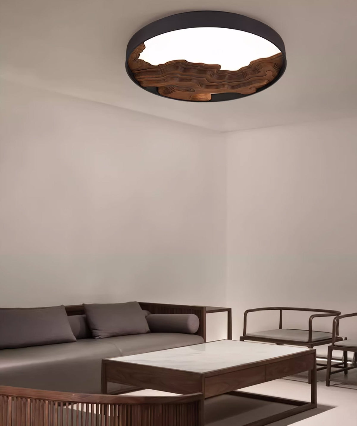 Strata Topographic Wood LED Ceiling Light, Modern Flush Mount