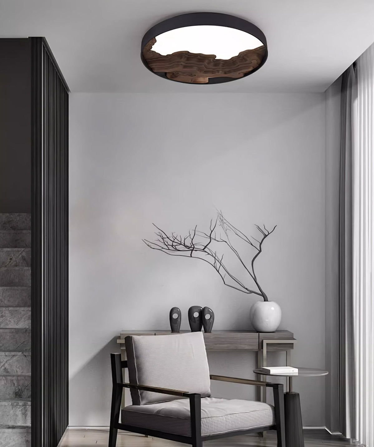 Strata Topographic Wood LED Ceiling Light, Modern Flush Mount