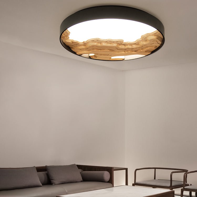 Strata Topographic Wood LED Ceiling Light, Modern Flush Mount