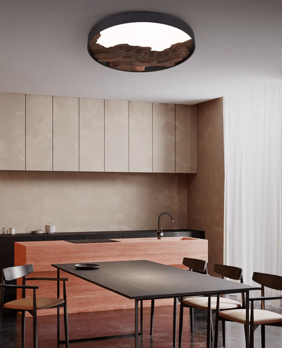 Strata Topographic Wood LED Ceiling Light, Modern Flush Mount