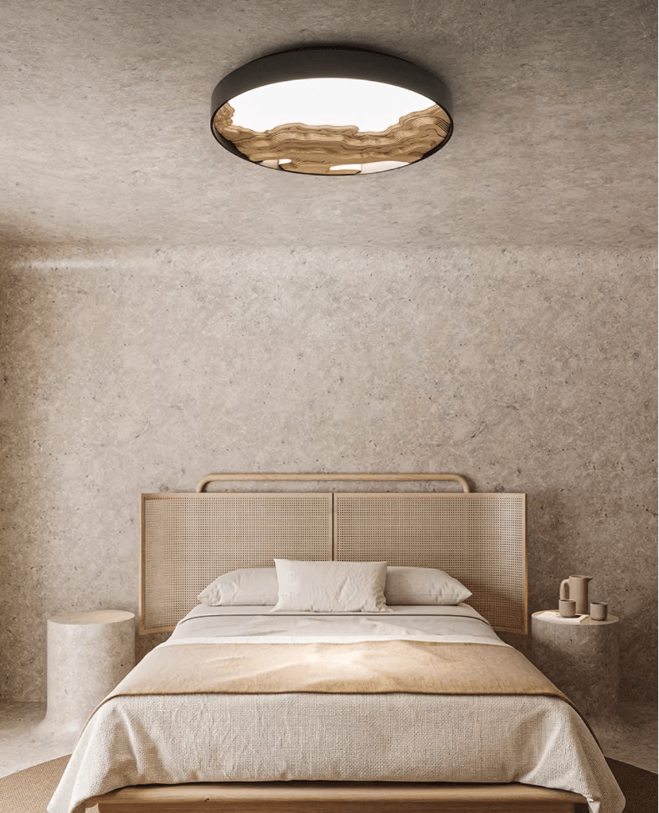 Strata Topographic Wood LED Ceiling Light, Modern Flush Mount