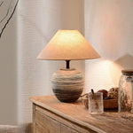 Strata Ceramic Table Lamp – Hand-Finished Layered Ceramic Base with Fabric Shade