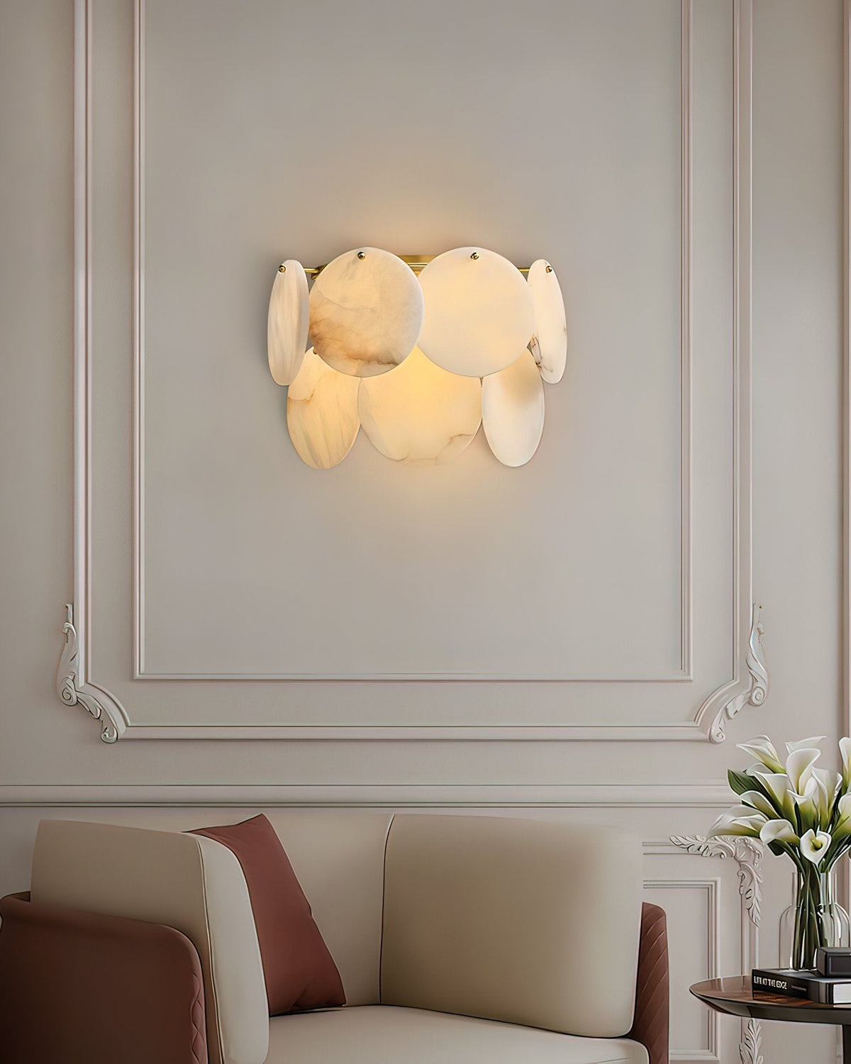 Strata Lumina Alabaster Wall Sconce in Brass Finish