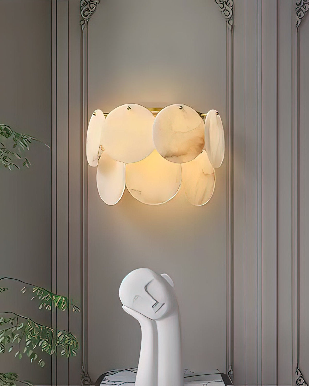 Strata Lumina Alabaster Wall Sconce in Brass Finish