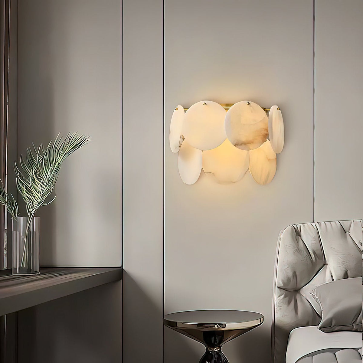 Strata Lumina Alabaster Wall Sconce in Brass Finish