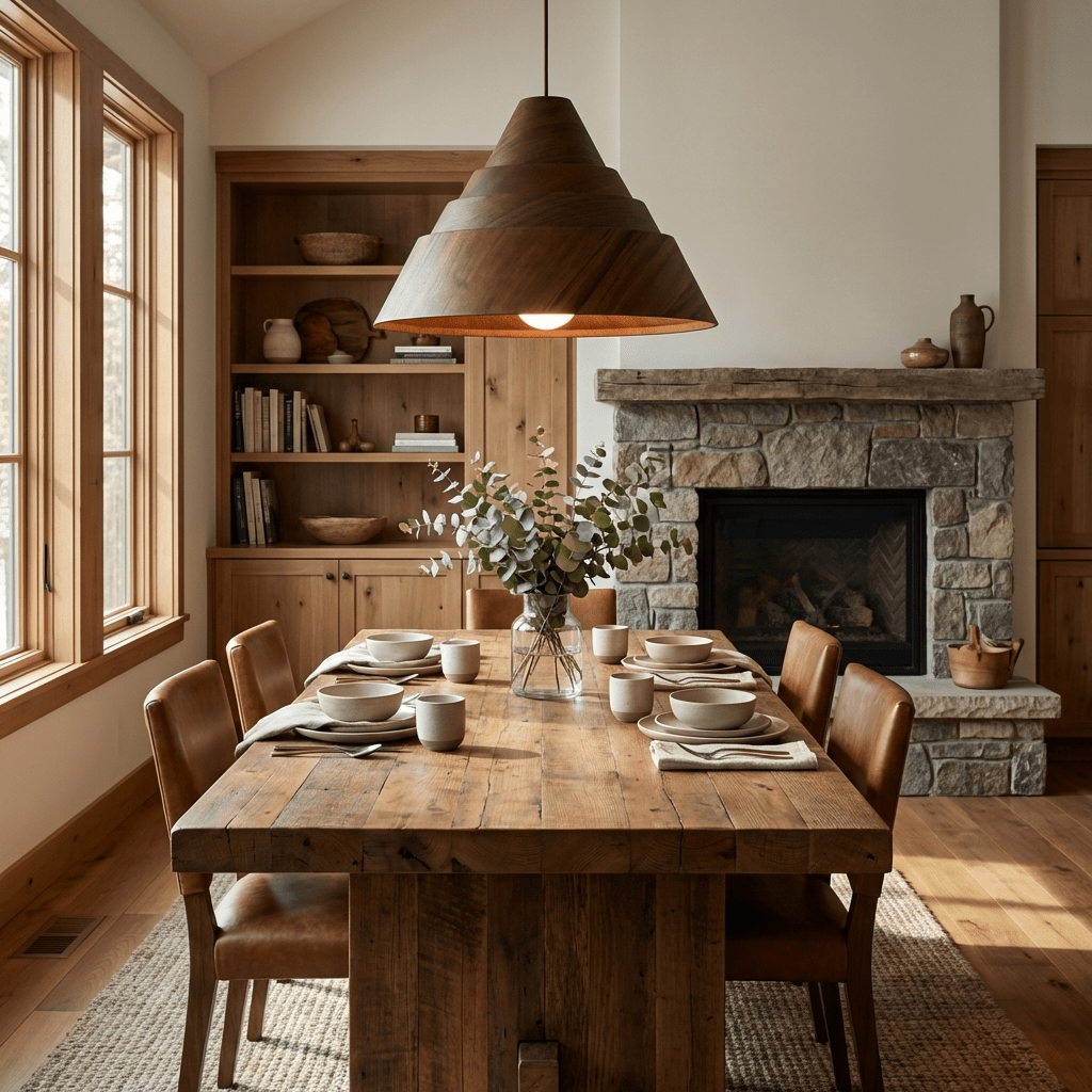 Strata Wood Pendant Light – Sculptural Layered Wood Hanging Lamp for Dining & Living Spaces