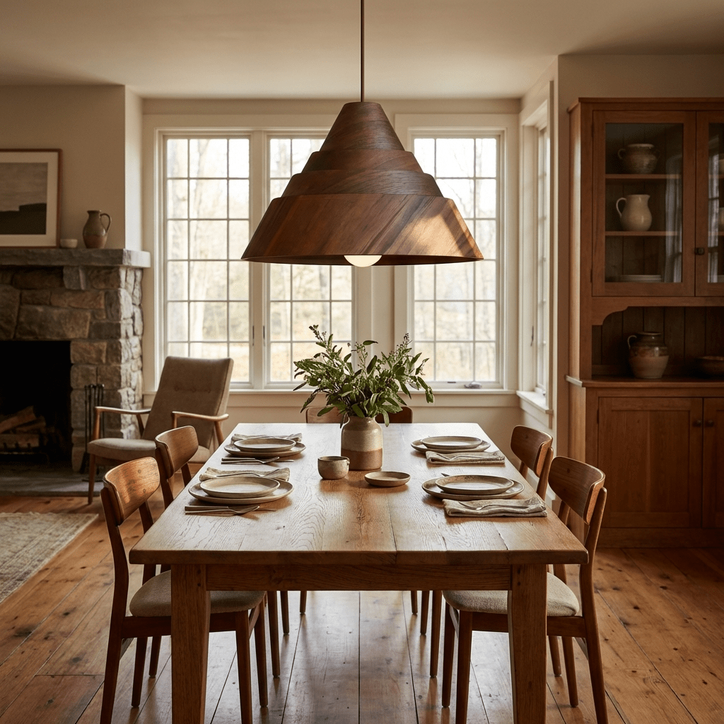 Strata Wood Pendant Light – Sculptural Layered Wood Hanging Lamp for Dining & Living Spaces