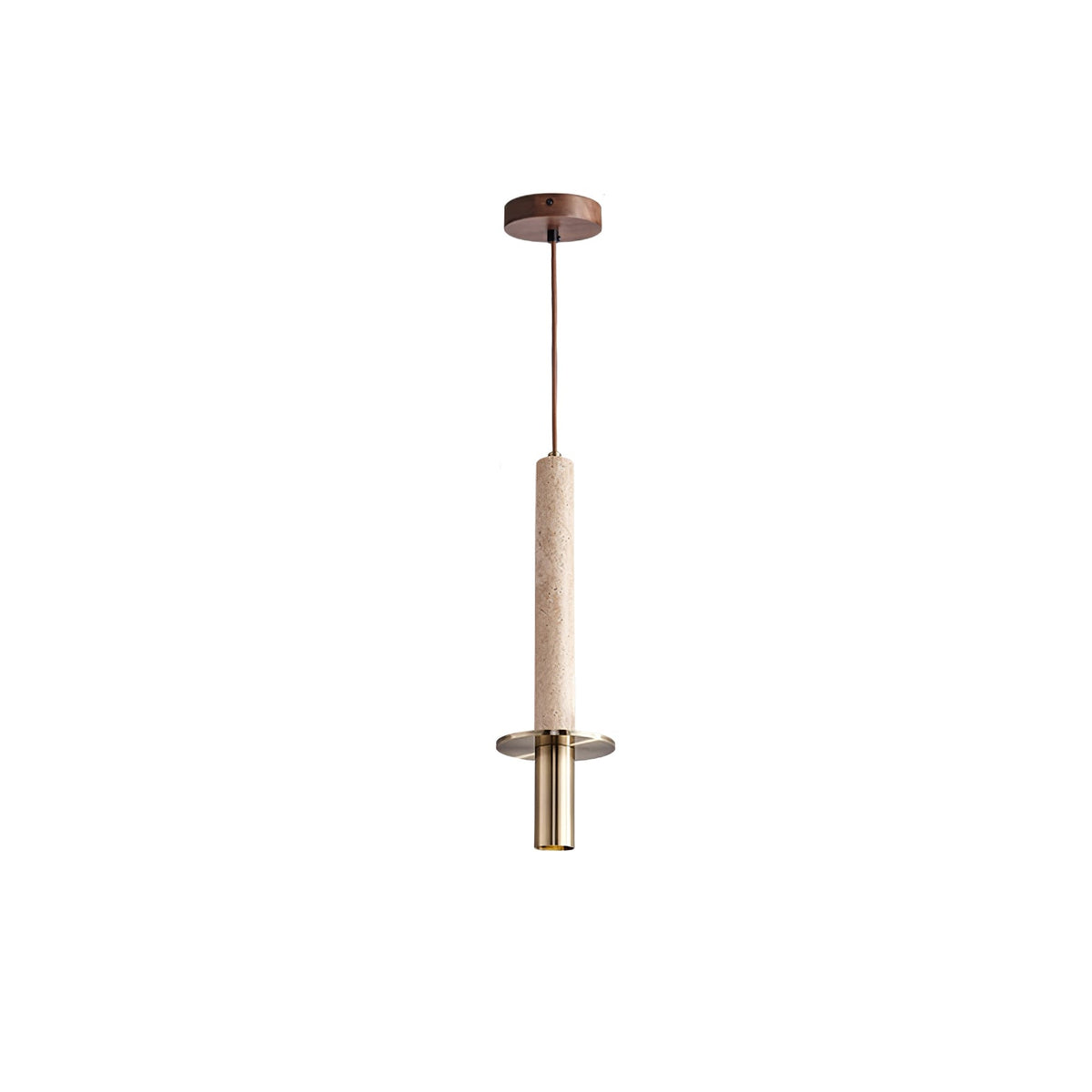 Strato Line Travertine Pendant Light – Modern Brass or Black Cylinder