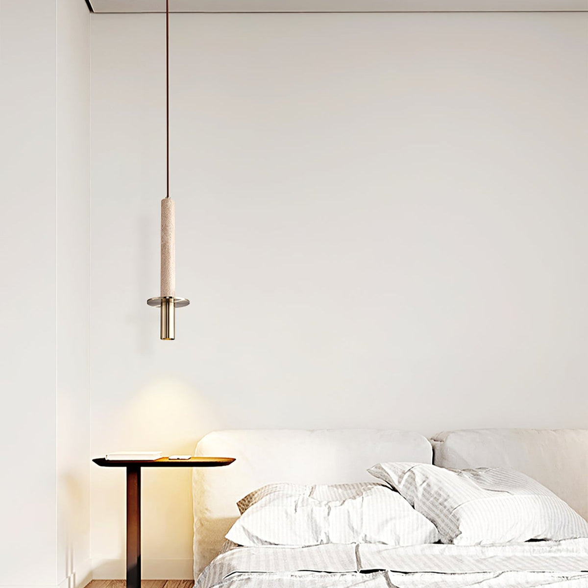 Strato Line Travertine Pendant Light – Modern Brass or Black Cylinder
