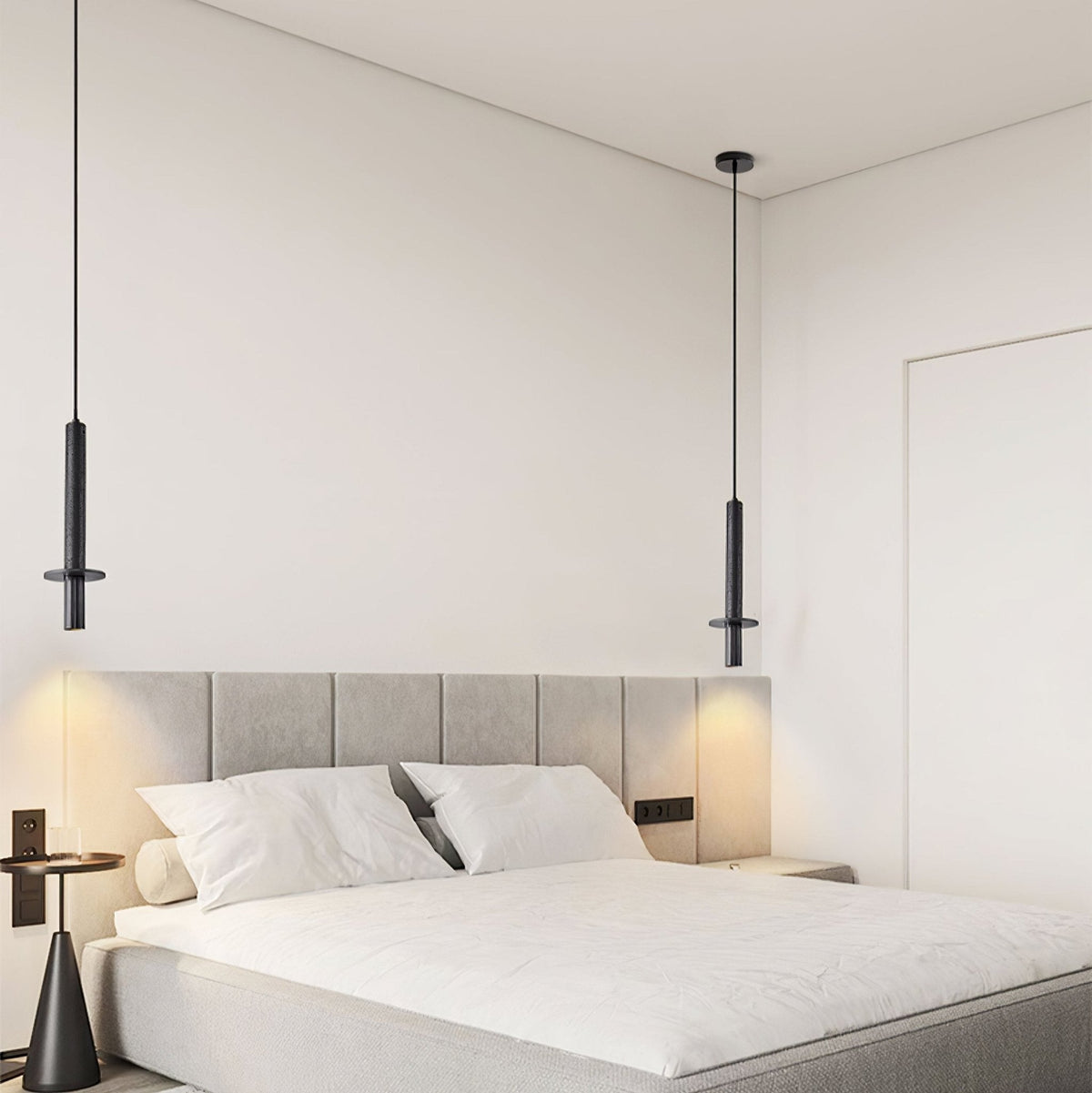 Strato Line Travertine Pendant Light – Modern Brass or Black Cylinder