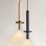 Strato Line Travertine Pendant Light – Modern Brass or Black Cylinder