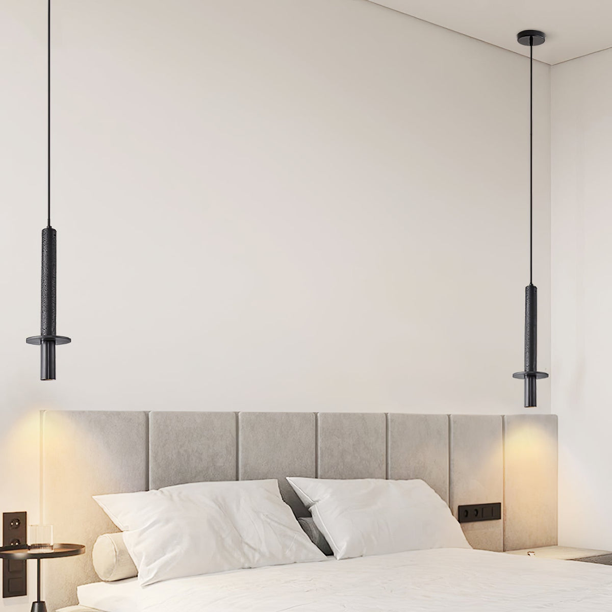 Strato Line Travertine Pendant Light – Modern Brass or Black Cylinder