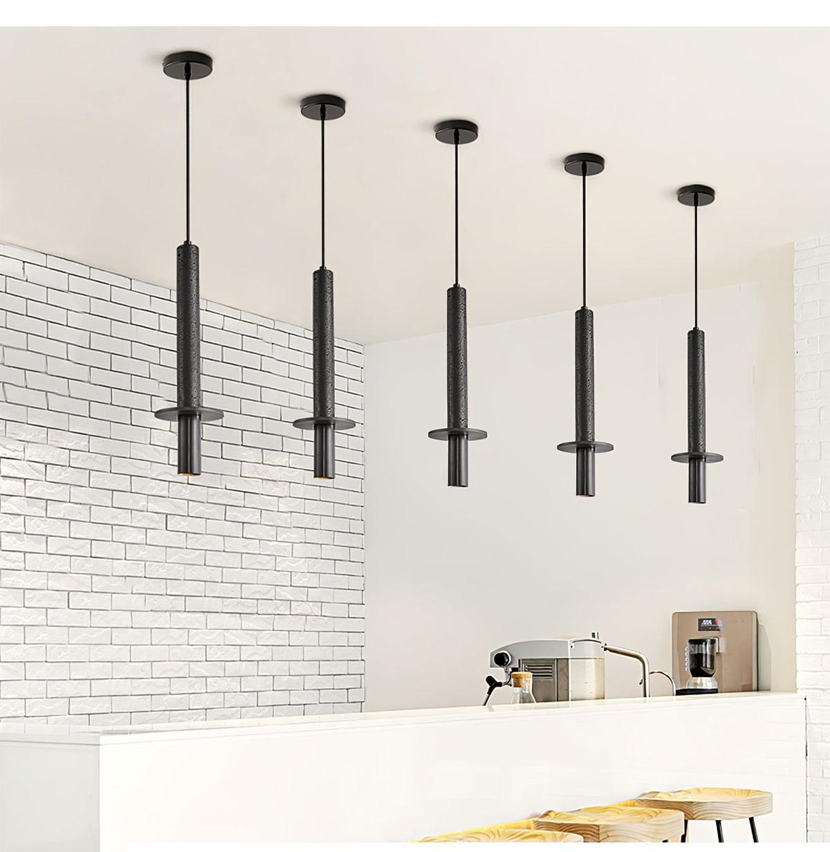 Strato Line Travertine Pendant Light – Modern Brass or Black Cylinder