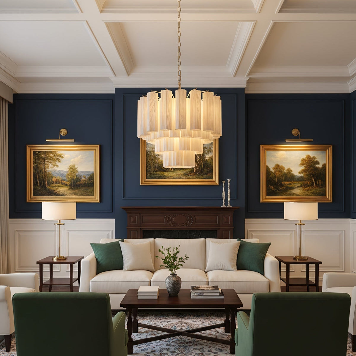 Stratum Ripple Modern Glass Chandelier for Dining Room and Living Room