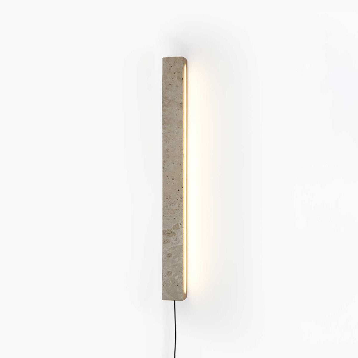 Stravik Plug-in Wall Light in Yellow Travertine – Modern LED Sconce