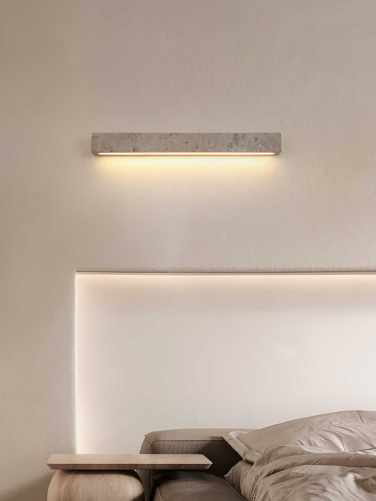 Stravik Wall Light in Natural Travertine – Modern Minimalist LED Sconce