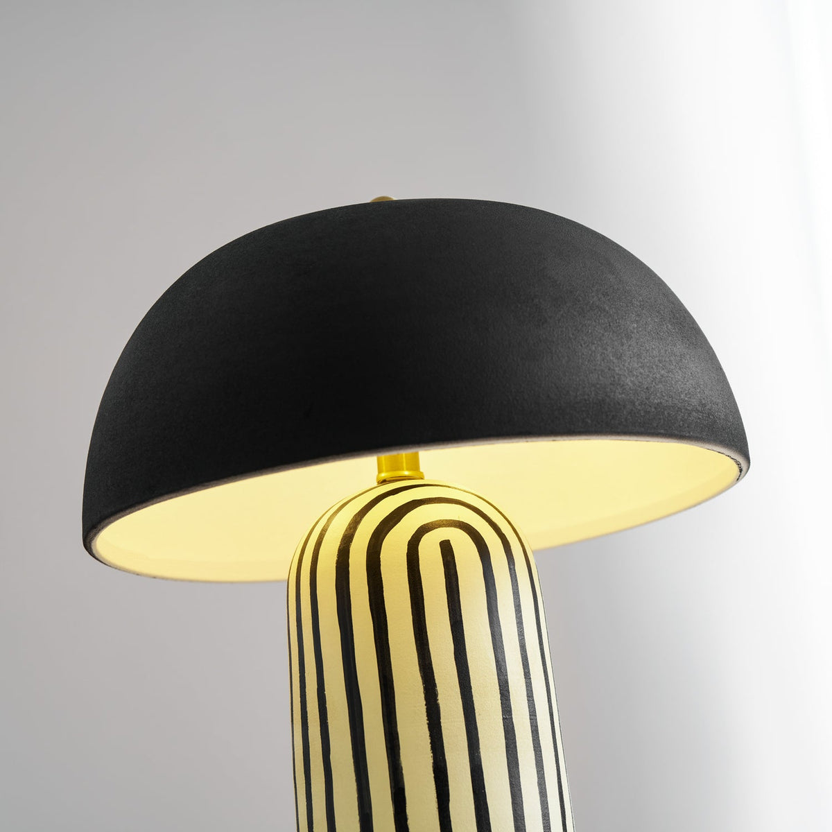Stria Table Lamp – Hand-Painted Ceramic & Matte Black Dome Shade