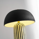 Stria Table Lamp – Hand-Painted Ceramic & Matte Black Dome Shade