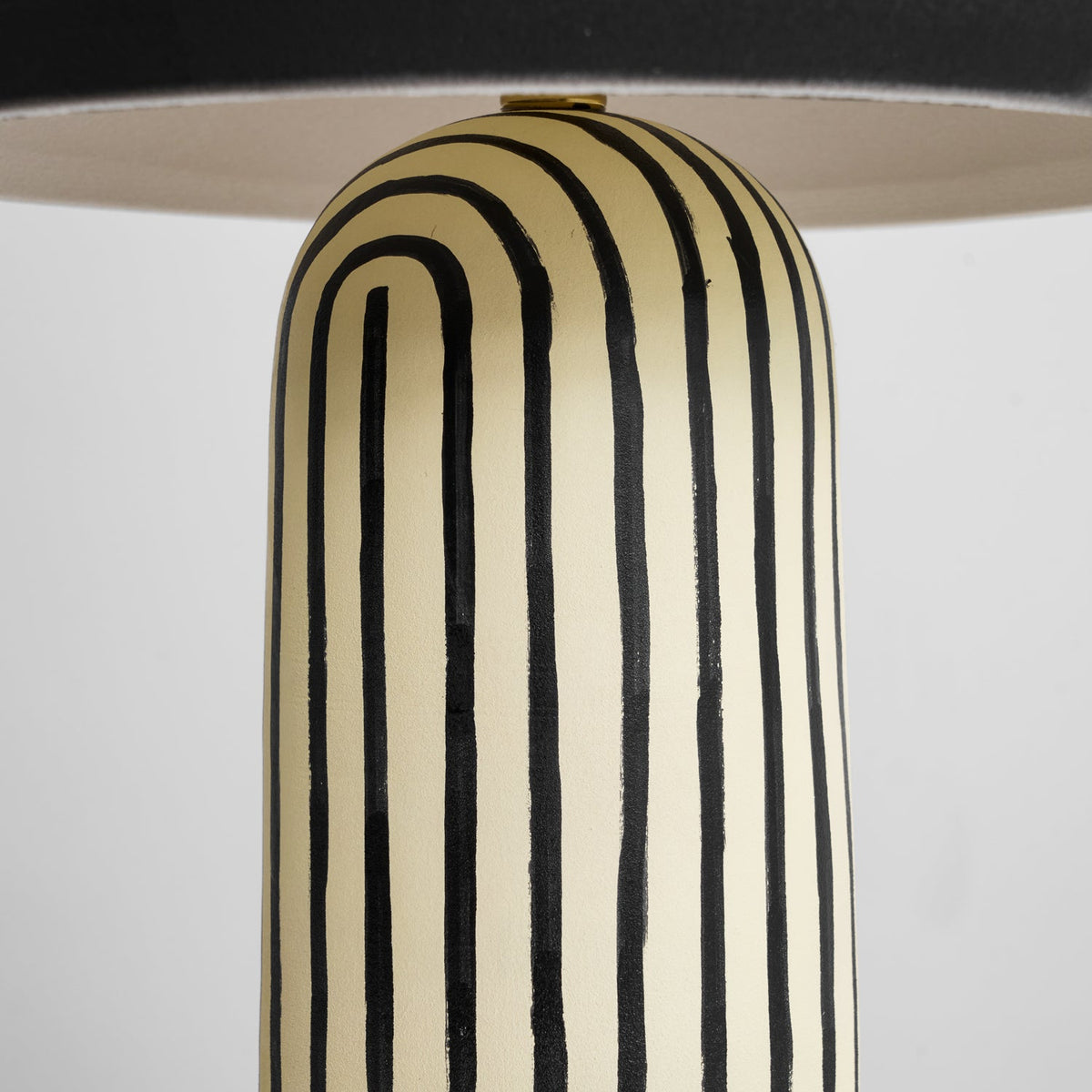 Stria Table Lamp – Hand-Painted Ceramic & Matte Black Dome Shade