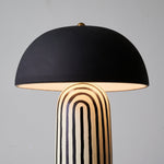 Stria Table Lamp – Hand-Painted Ceramic & Matte Black Dome Shade