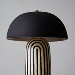 Stria Table Lamp – Hand-Painted Ceramic & Matte Black Dome Shade