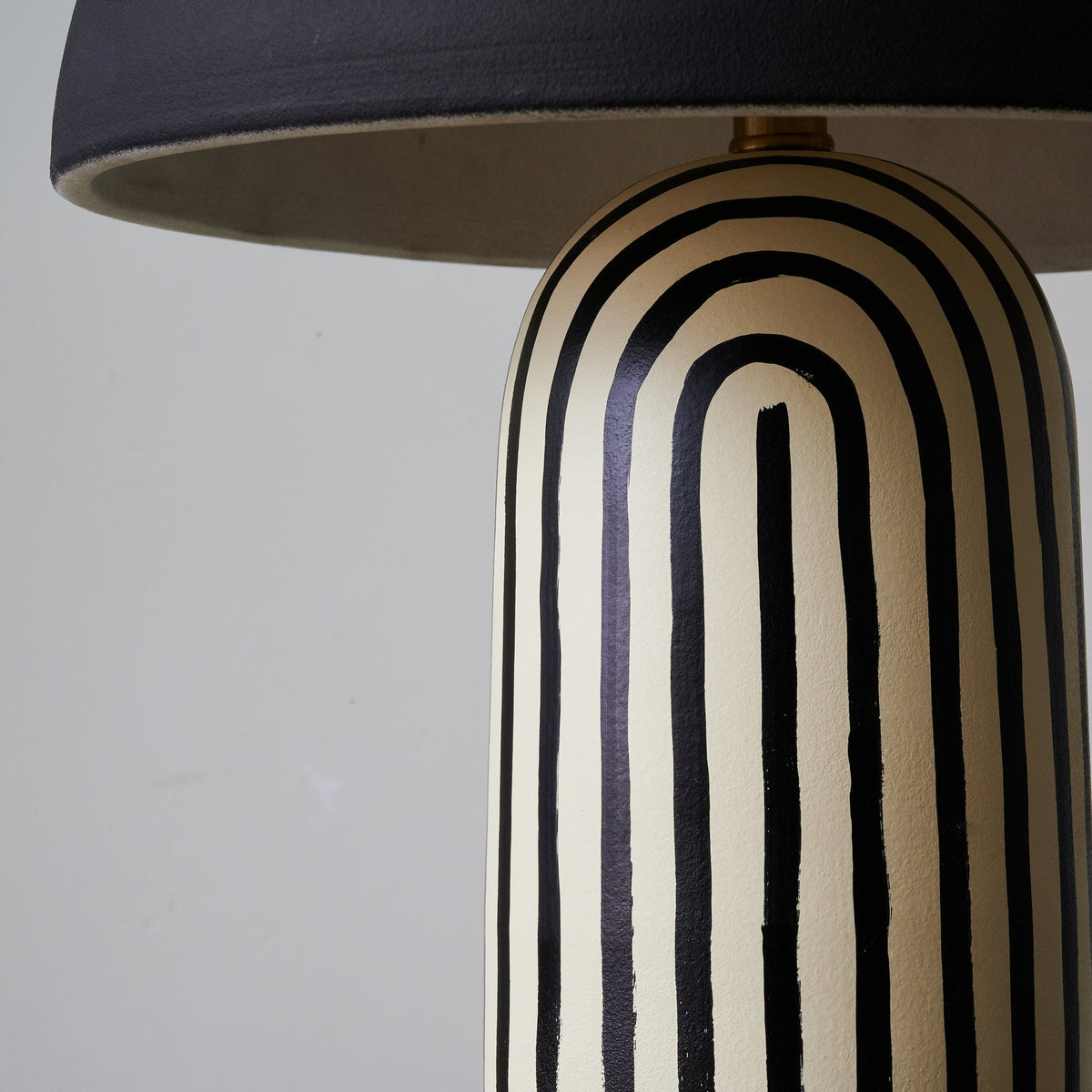 Stria Table Lamp – Hand-Painted Ceramic & Matte Black Dome Shade